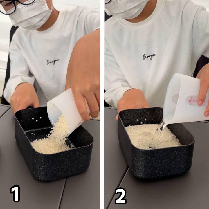 d+おうちキャンプ炊飯セット ご飯を炊く1